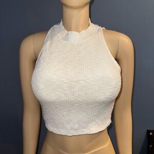 Lush White Ribbed Crop Top